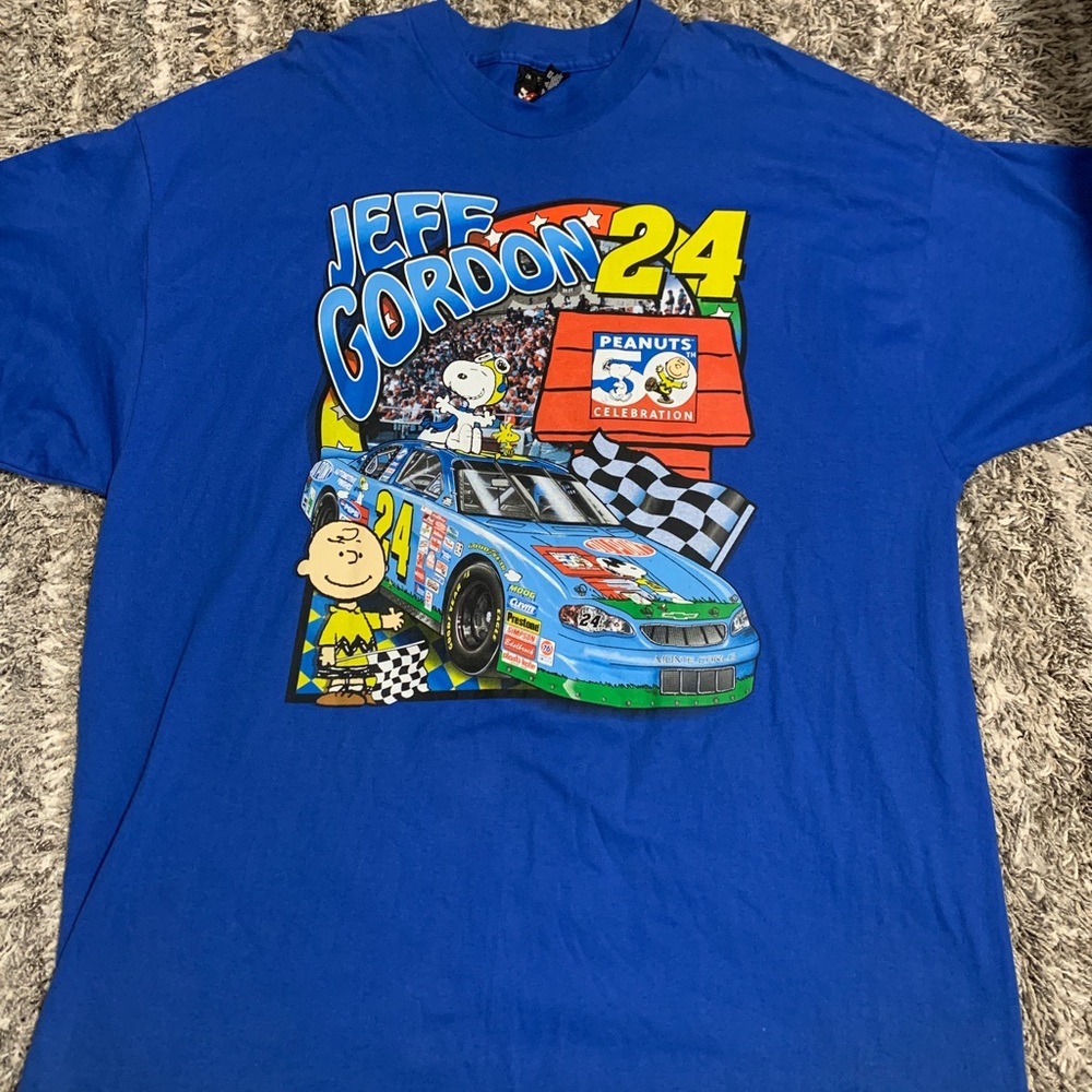 Vintage 2000 Jeff Gordon #24 Snoopy Peanuts 50th Nascar Racing T Shirt Size 2X